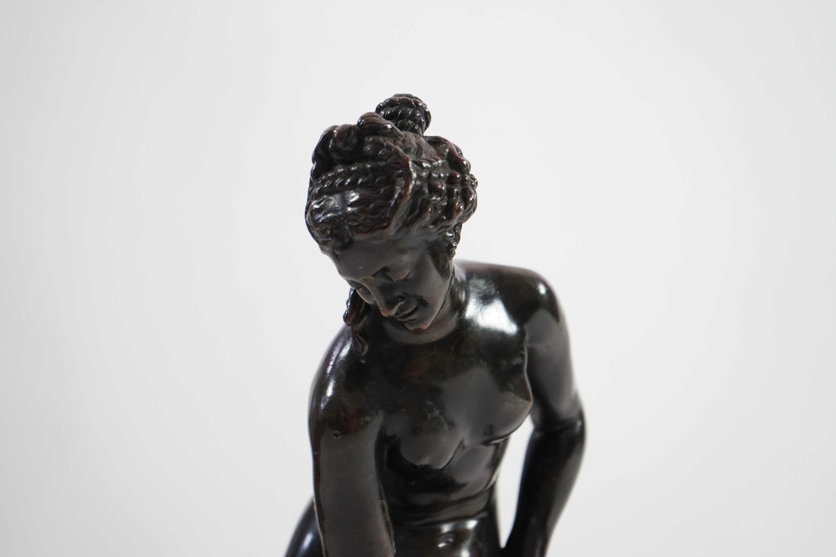 After Christophe-Gabriel Allegrain (1710-1795), a late 19th century bronze model of Venus sortant du bain